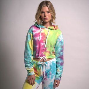 RAINBOW  Two Piece  Women's Tracksuits  Hoodie Tie Dye Long Sleeves and Joggers
